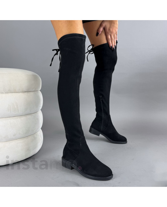 Černe semišové vysoké kozačky-323447-20