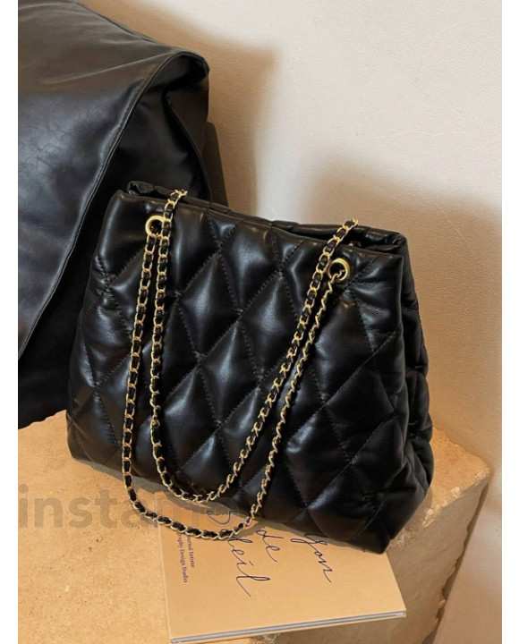 Černá prošívaná kabelka-313129-20