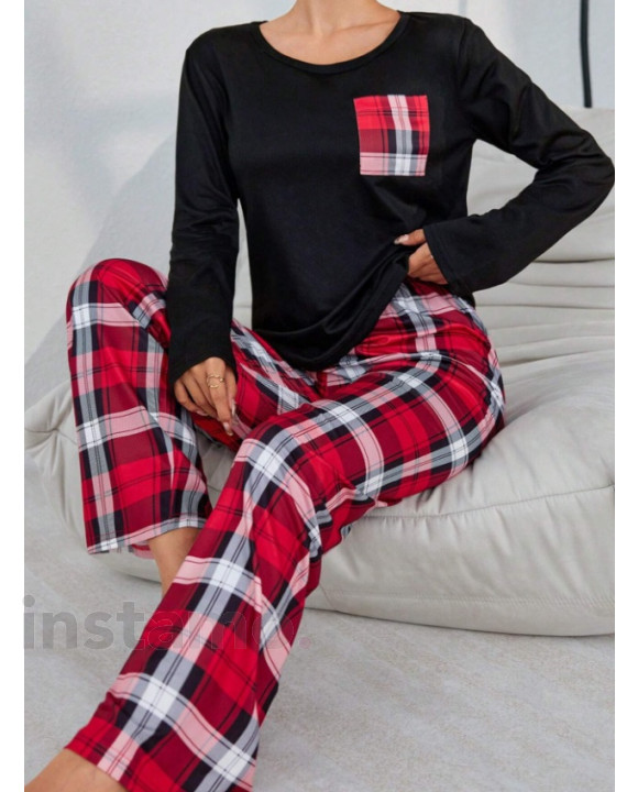 Černé kostkované pyžamo-313959-20