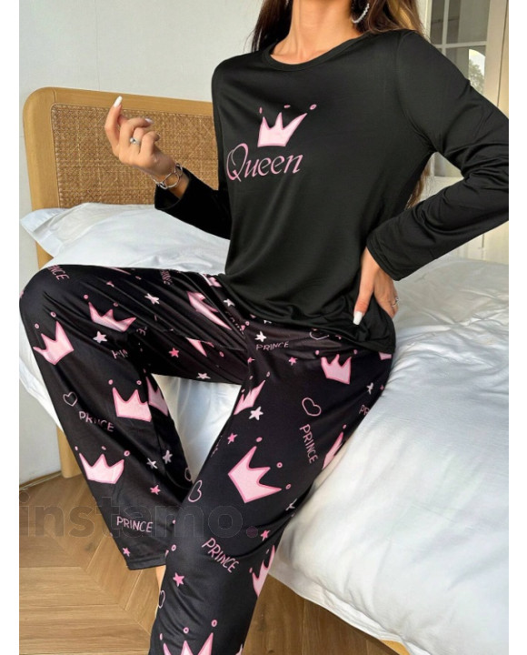 Černé pyžamo QUEEN-313953-20