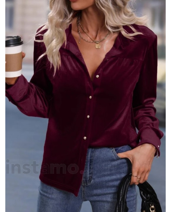 Vínová sametová košile-294356-20