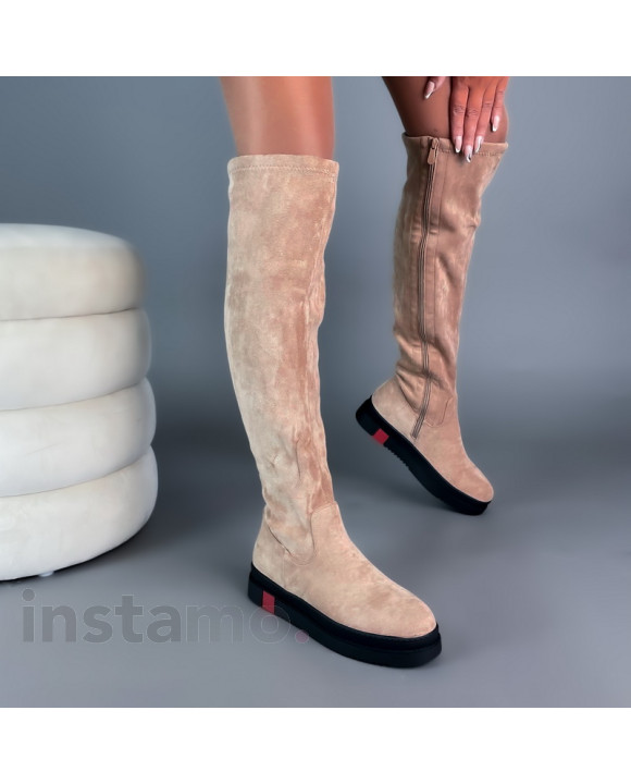 Hnědé semišové kozačky-293013-20