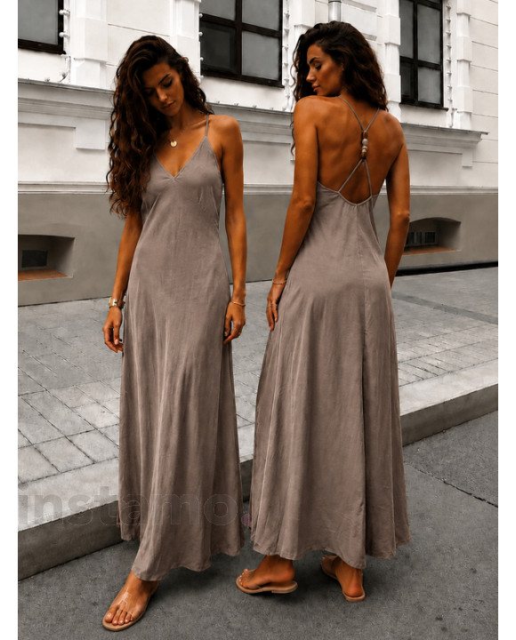 Šedé dlouhé šaty na ramínka-329528-20