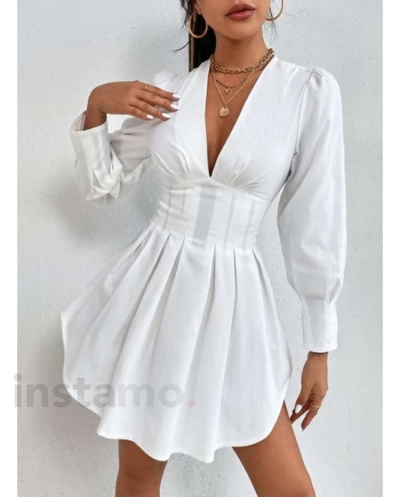 Bílé šaty s dlouhým rukávem-269425-20