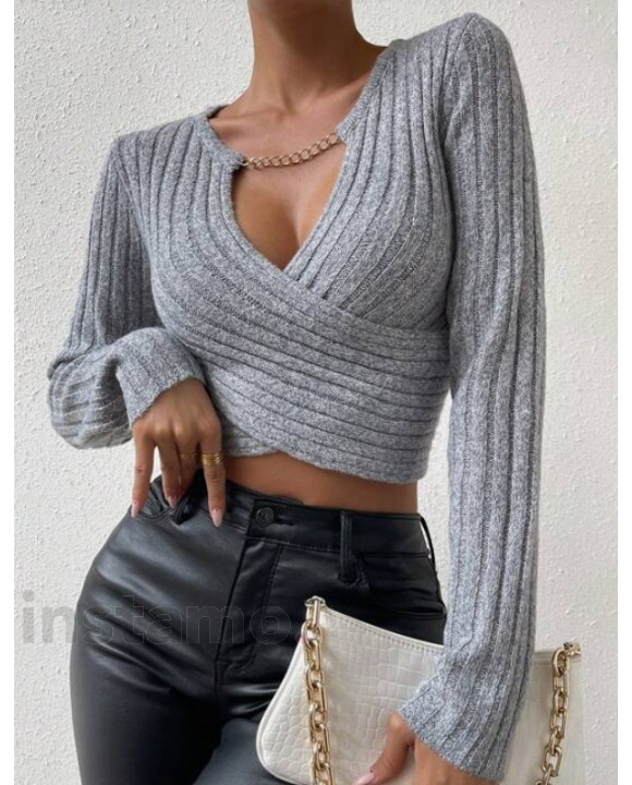 Šedý krátký pletený svetr-297399-20