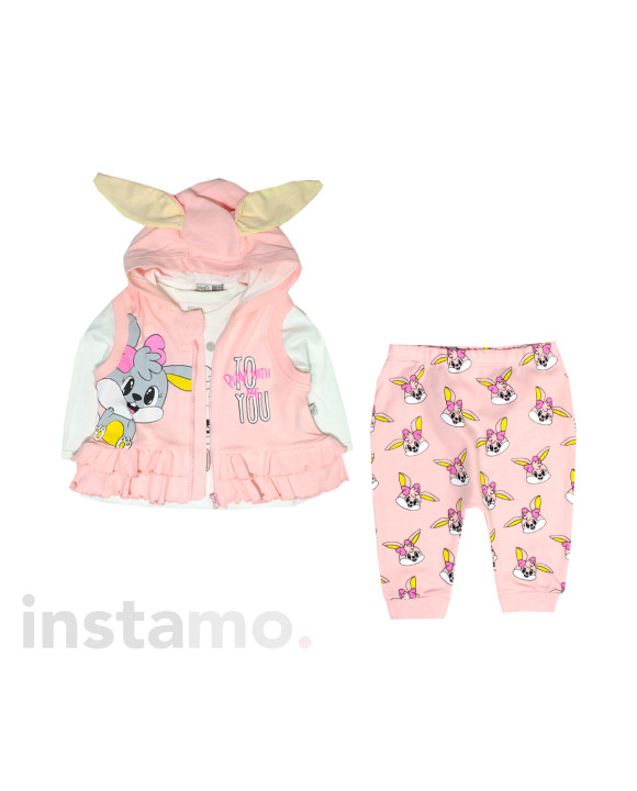 Dětská lososová souprava s potiskem zajíčka-258232-20
