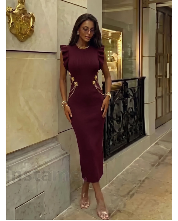Bordové vroubkované midi šaty-330381-20