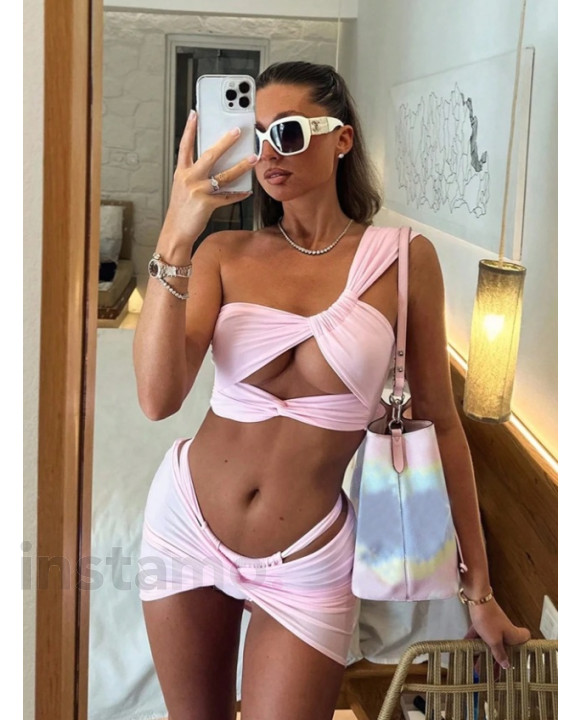 Růžový trojdílný plavkový komplet-325409-20