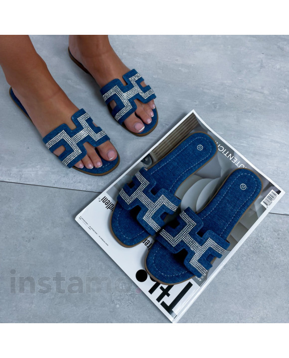 Modré džínové pantofle s kamínky-306597-20