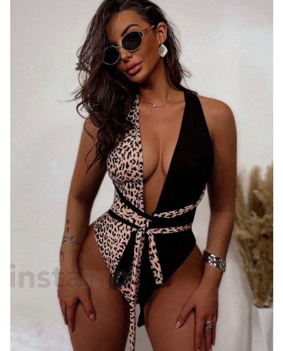Černé leopardí jednodílné plavky-325436-20