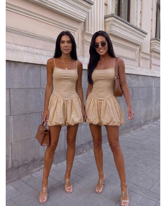 Béžové PUFFY šaty-329385-20