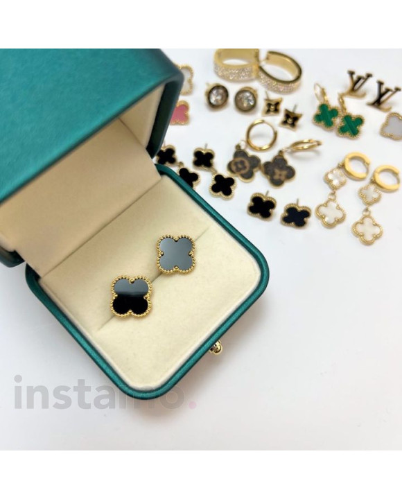 Pozlacené ocelové náušnice MAXI černé-303648-20