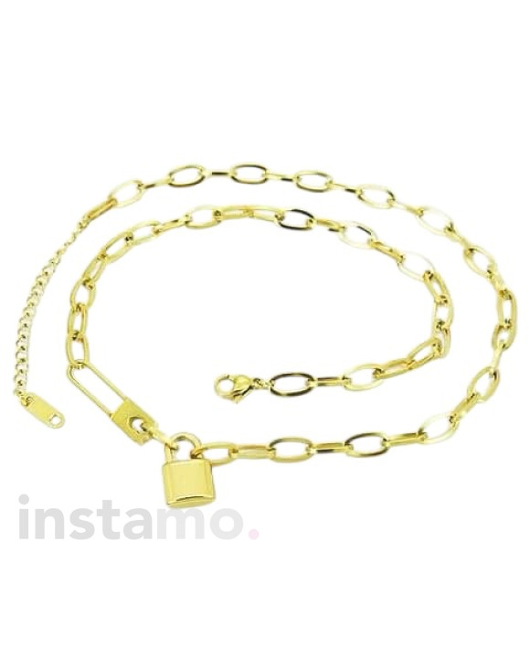 Dámský ocelový náhrdelník pozlacený klíček-311863-20