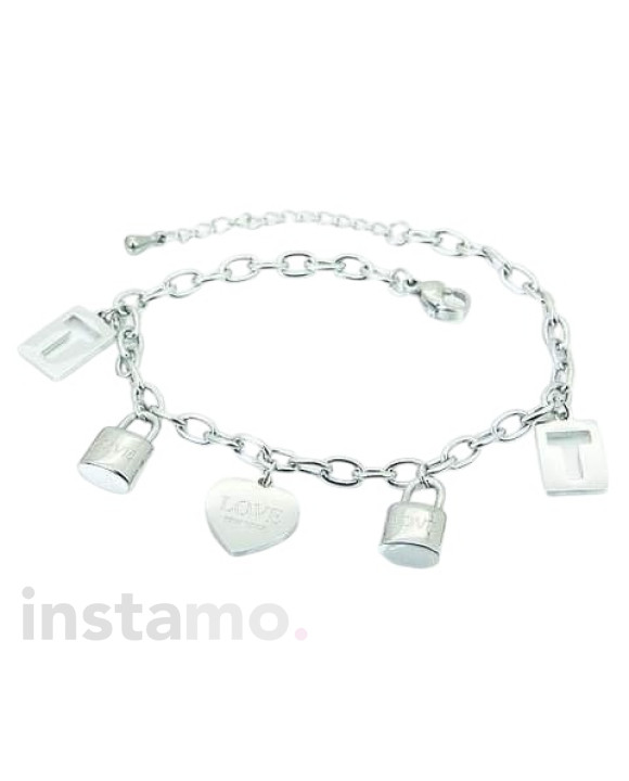 Dámský ocelový náramek s přívěskami-311941-20