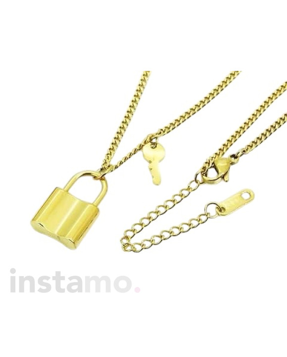 Dámský ocelový náhrdelník pozlacený klíček-311862-20