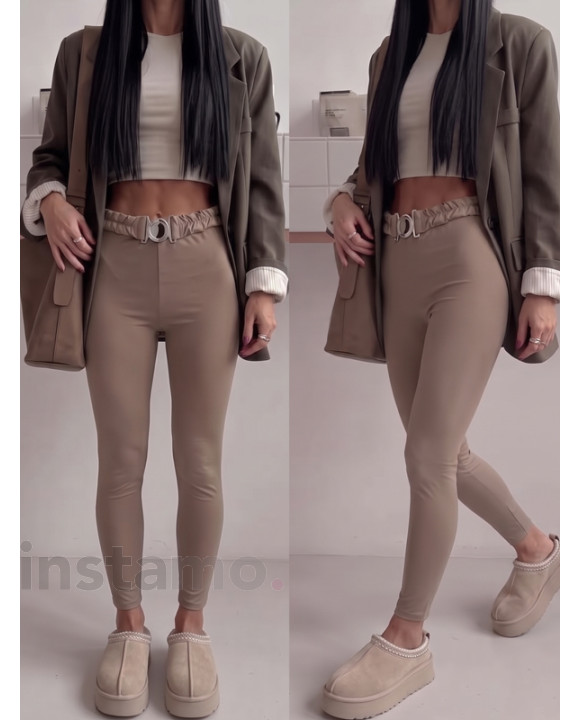 Světle hnědé LEGGINS s opaskem-330584-20