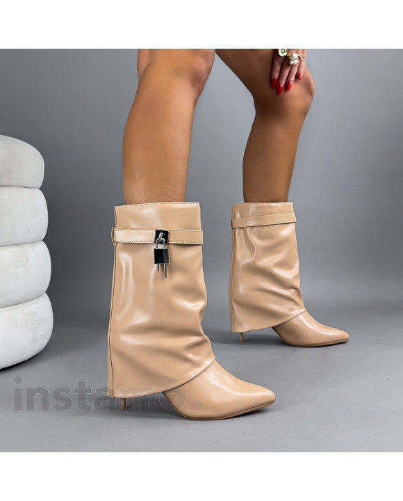 Béžové polokozačky s ozdobou-321282-20