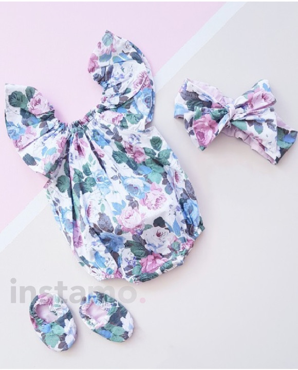 Květovaný třídílný overal s doplňky-269493-20