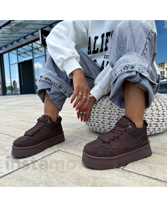 Tmavě hnědé zateplené tenisky-321481-20