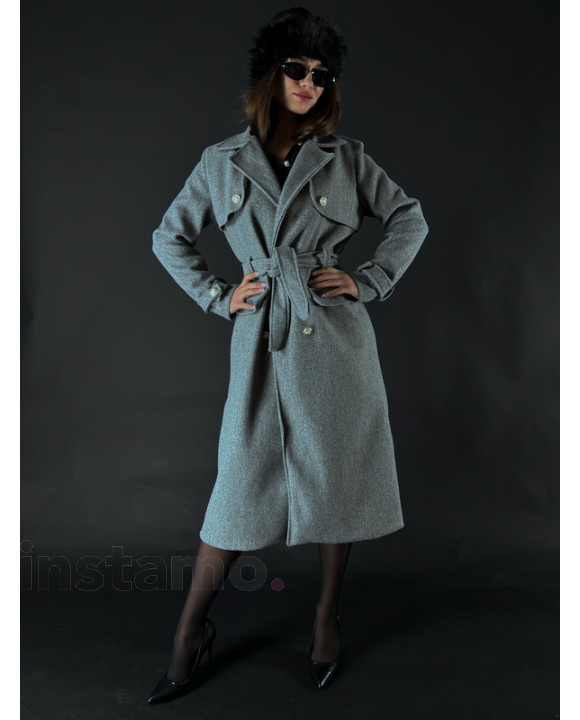 Šedý dlouhý kabát-312058-20