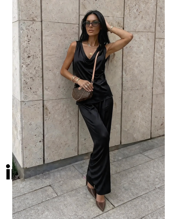 Černý saténový komplet-327074-20