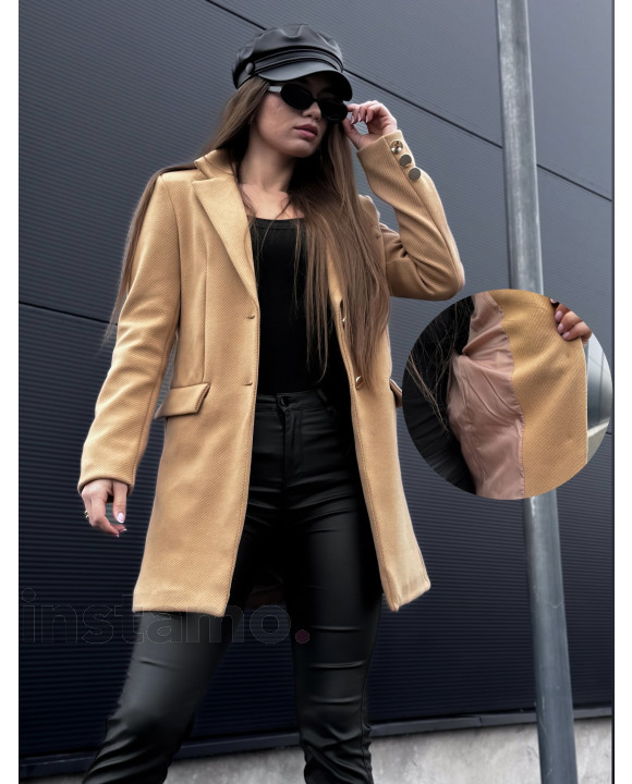 Světle hnědý krátký kabát-312059-20