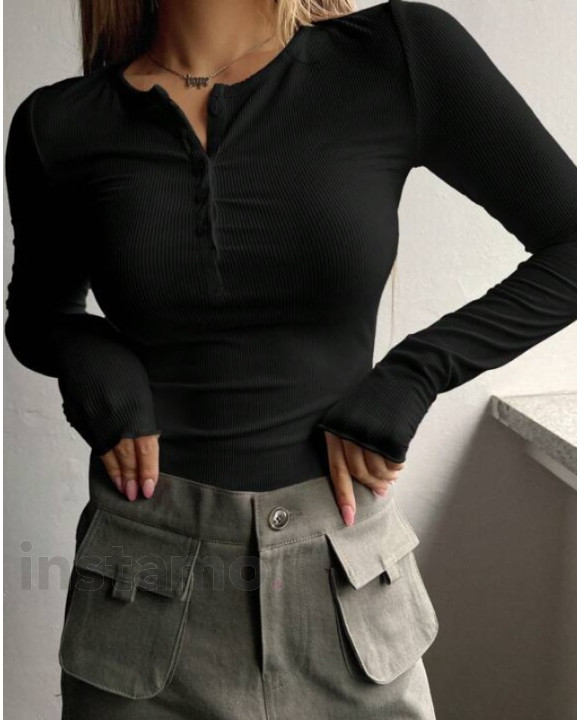 Černé tričko s dlouhým rukávem-290367-20