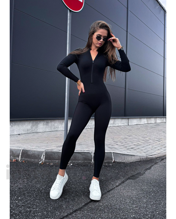 Černý vroubkovaný overal-323347-20