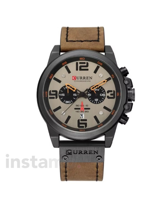 Pánské hodinky s koženým řemínkem hnědé-317065-20