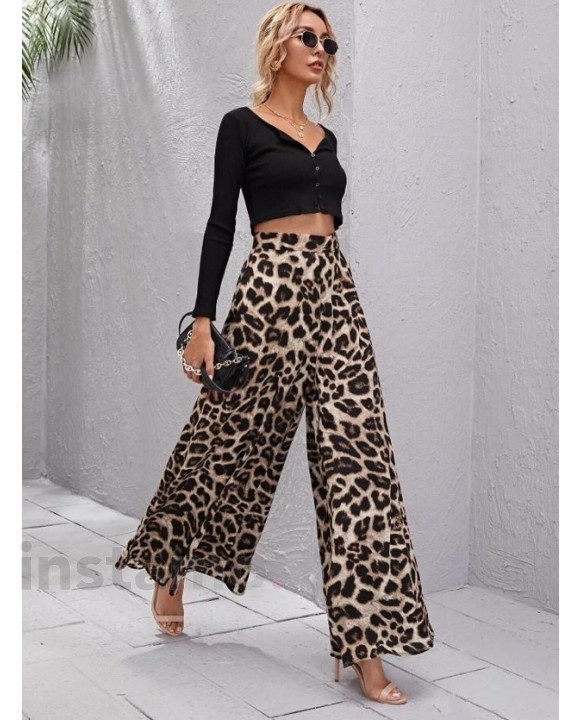 Široké kalhoty s leopardím vzorem-303282-20