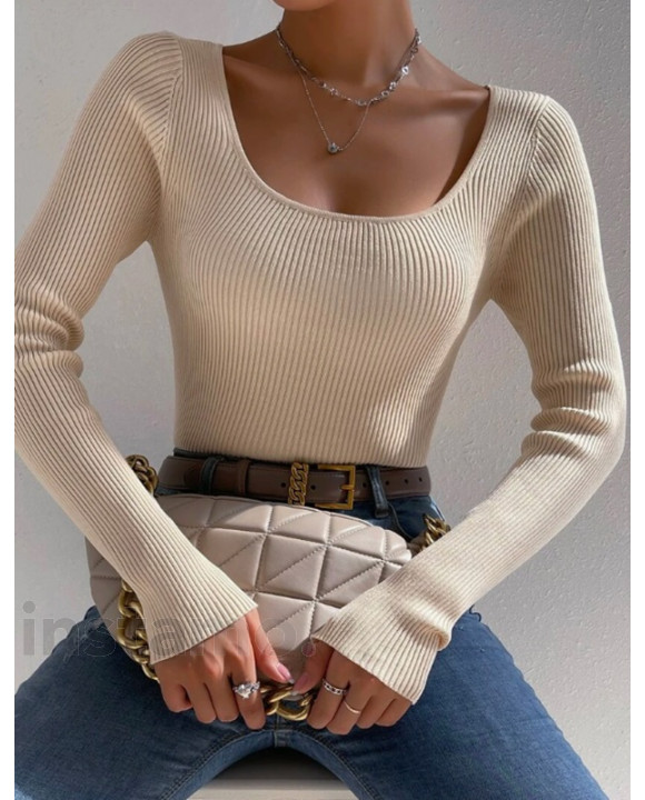 Béžový vroubkovaný top-297797-20