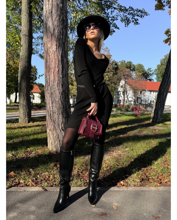 Černé krátké ůpletové šaty-312053-20