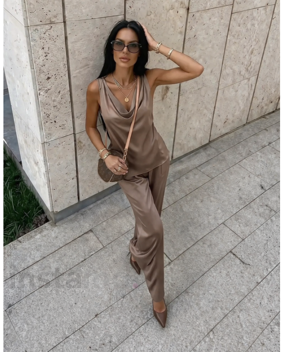 Hnědý saténový komplet-327072-20