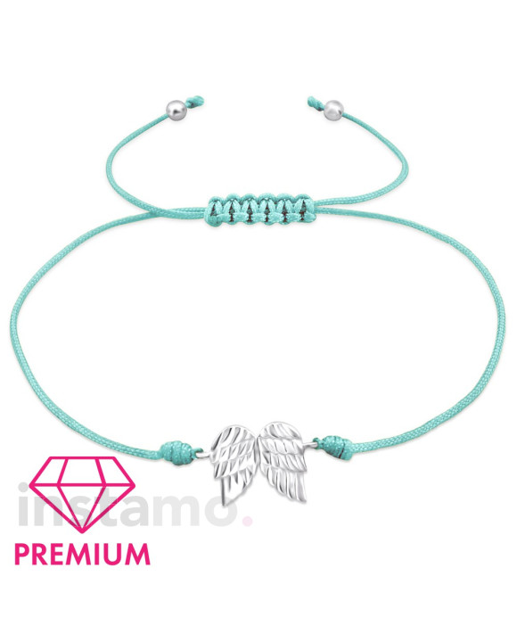 Pletený náramek se stříbrným přívěskem křídla-294648-20