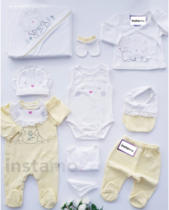 Žlutá desetidílná bavlněná souprava-251018-20