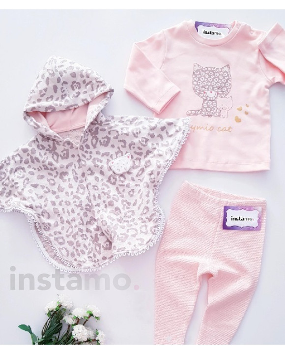 3-dílná souprava roztomilým leopardím pláštěm LOSOS-258418-20