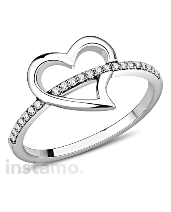 Dámsky oceľový prsteň zdobený srdiečkom