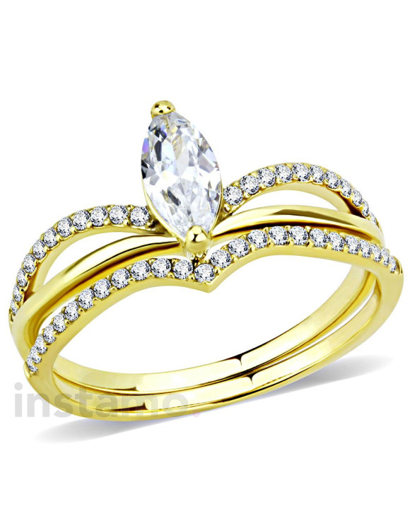 Dámský ocelový pozlacený dvouprsten-315274-20