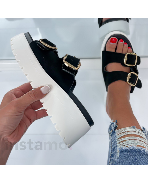 Černé pantofle na platformě-304278-20