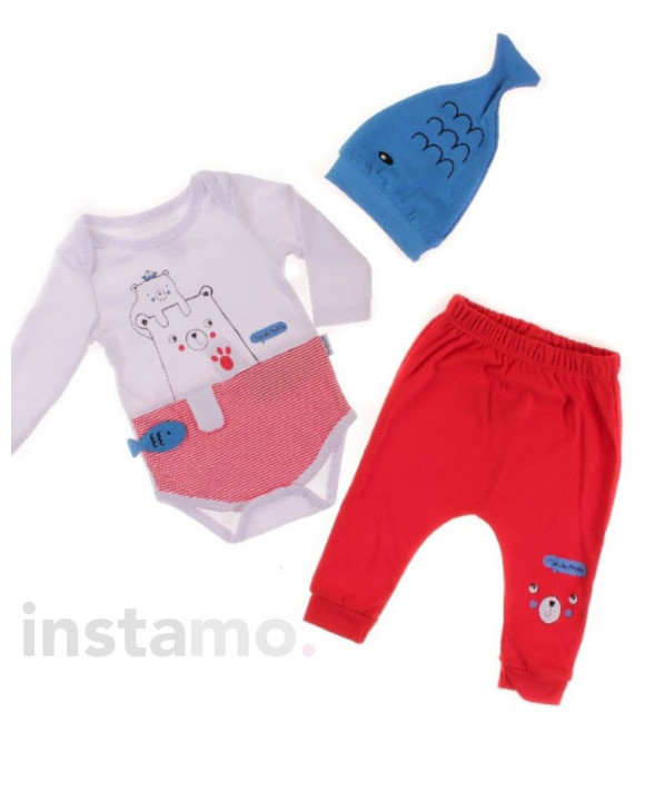 Červená trojdílná bavlněná souprava-254135-20