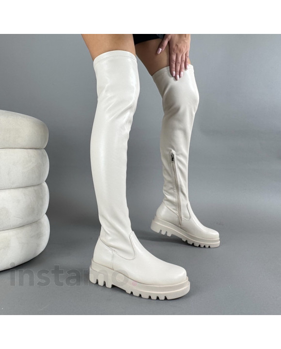 Béžové vysoké kozačky-323291-20