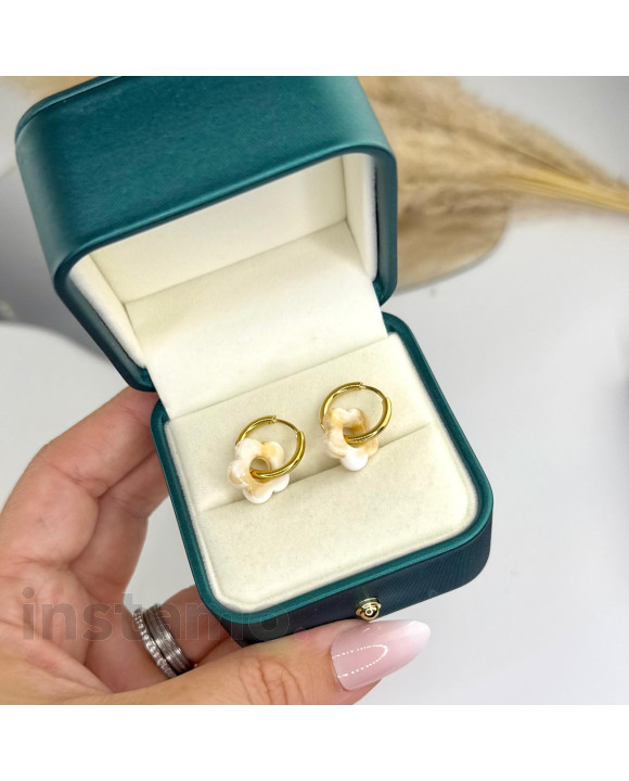 Kruhové ocelové náušnice s květinkou-321538-20