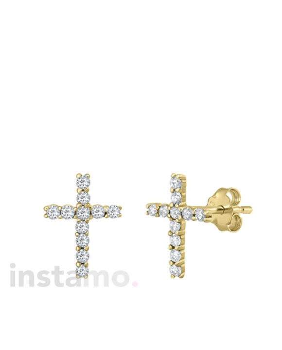 Stříbrné pozlacené náušnice křížky-253868-20