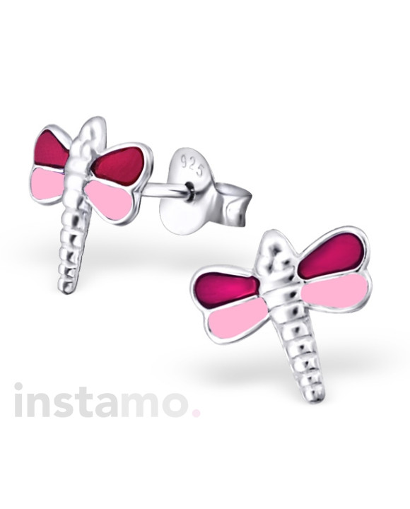 Detské strieborné náušnice Vážka