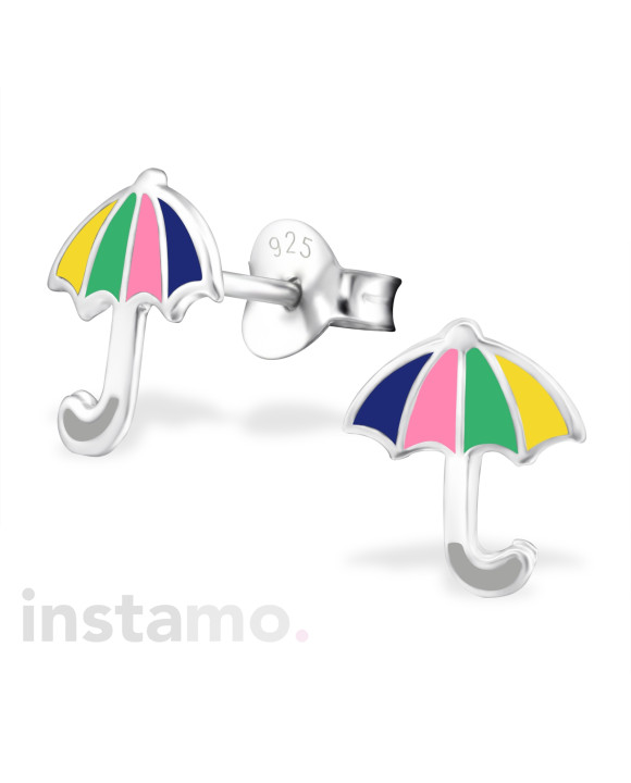 Detské strieborné náušnice Dáždnik