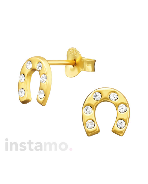 Stříbrné pozlacené náušnice podkova-271637-20