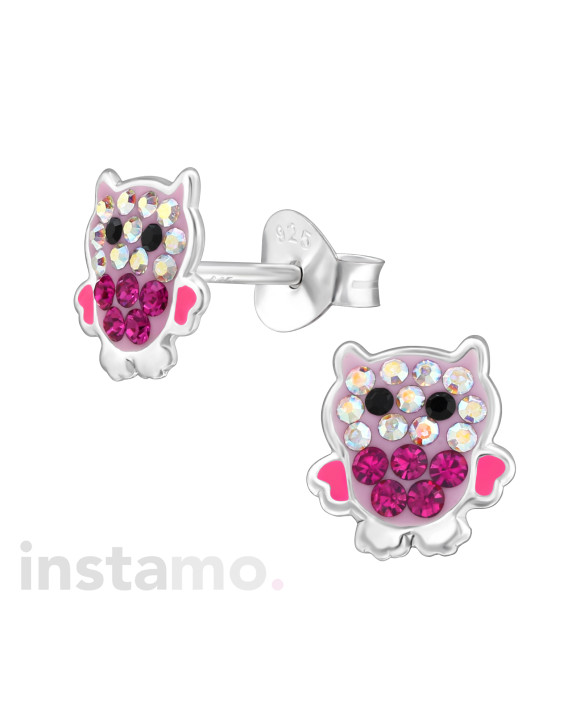 Stříbrné náušnice sova-313547-20