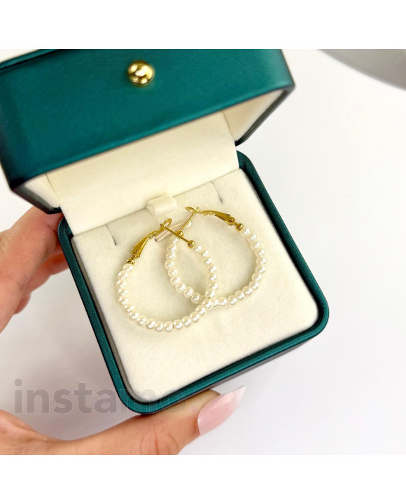 Kruhové ocelové náušnice s perlami-321541-20