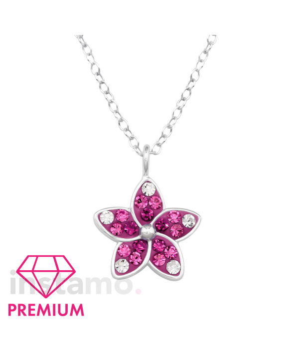 Stříbrný náhrdelník kvítek růžový-313470-20