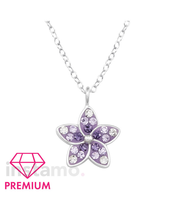Stříbrný náhrdelník kvítek fialový-313469-20